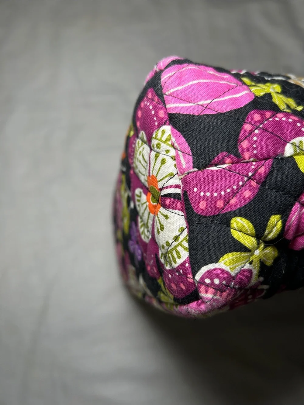 Vera Bradley Black Tote with Pink Floral Print, 15x13